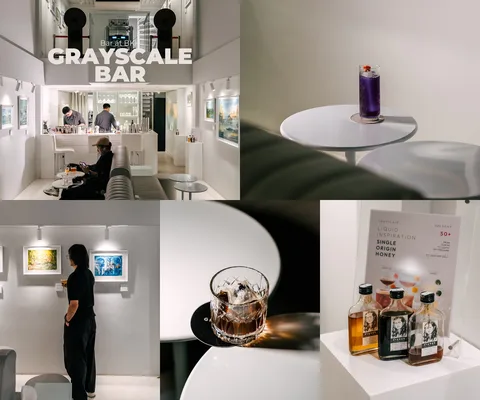 ภาพรีวิว Grayscale Fine Art & Bar • เจริญนคร 13 — คาเฟ่และค็อกเทลบาร์ที่เชื่อมกับพื้นที่แสดงงานศิลปะ