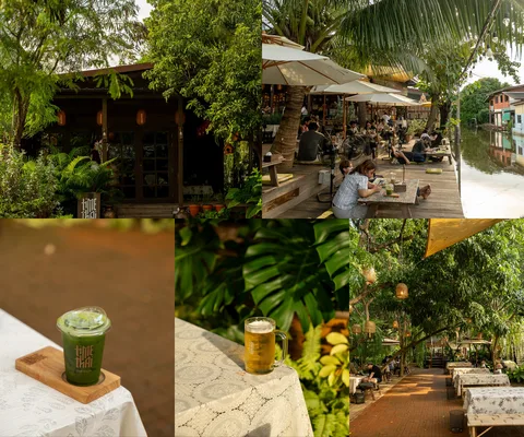 ภาพรีวิว TimeThai Craft & Cafe • บางกรวย — คาเฟ่เพ้นท์ภาพในเรือนไม้ริมคลองมหาสวัสดิ์