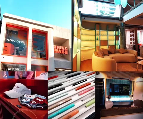 ภาพรีวิว THIRD3ASE • พื้นที่สร้างสรรค์ในเอกมัย — คาเฟ่กับร้านเครื่องเขียนในคอมมูนิตี้สเปซสีครีมแดง