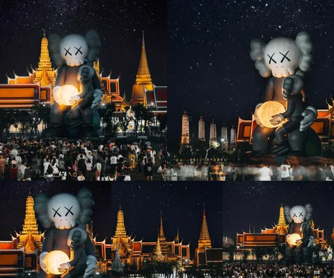 ภาพรีวิว KAWS:HOLIDAY • สนามหลวงยามค่ำ — แสงของประติมากรรม COMPANION ท่ามกลางสถาปัตยกรรมยามค่ำ