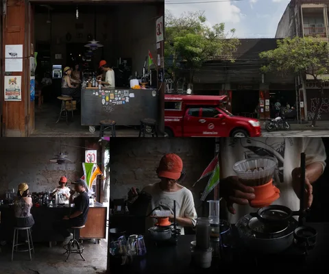 ภาพรีวิว Flo Coffee Brewers — สโลว์บาร์ในอาคารเก่าริมถนนเจริญเมือง