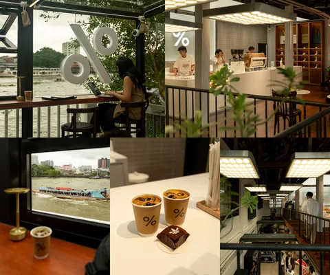 ภาพรีวิว % Arabica • Song Wat — คาเฟ่ชั้นบนริมแม่น้ำในย่านทรงวาด