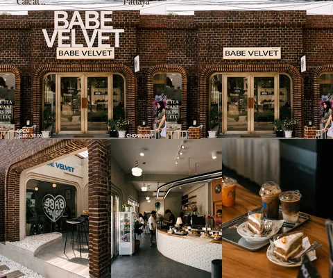 ภาพรีวิว Babe Velvet Café • พัทยา — คาเฟ่อิฐสีน้ำตาลในย่านนาเกลือ–พัทยา