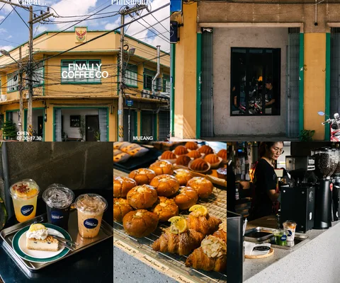 ภาพรีวิว Finally Coffee Co. • พิษณุโลก — ร้านกาแฟในอาคารเก่ากับครัวซองต์และเคาน์เตอร์บาร์