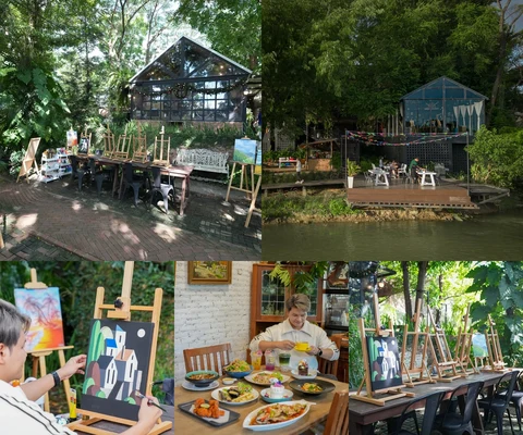 ภาพรีวิว RAVI RIVA Cafe x The Paintbar • กาญจนบุรี