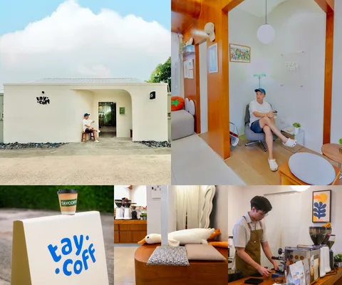 ภาพรีวิว Taycoff Coffeehouse — คาเฟ่บ้านสีขาวในซอยพระราม 9 กับมุมที่นั่งไม้และของสะสม