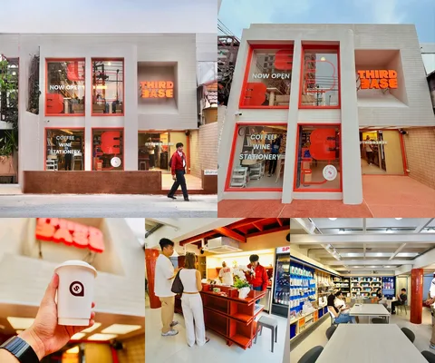 ภาพรีวิว THIRD3ASE — คาเฟ่และร้านเครื่องเขียนในอาคารสีครีมแดง