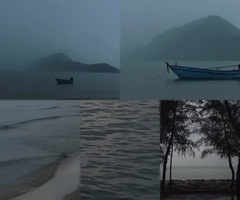 ภาพรีวิว หาดสามร้อยยอด — ภาพทะเล เรือ และแนวต้นไม้จากสามร้อยยอด