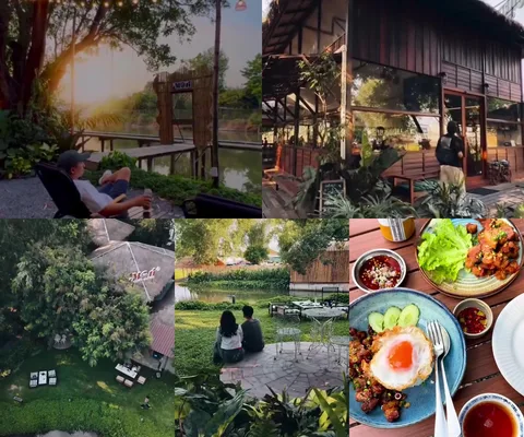 ภาพรีวิว MORI Cafe & Gastro — บ้านไม้ สวน และพื้นที่นั่งริมน้ำในลำลูกกา คลอง 5