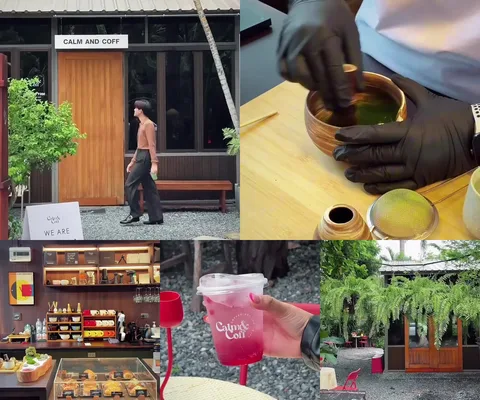ภาพรีวิว CALM AND COFF • พระราม 9 — คาเฟ่ไม้โทนเข้มท่ามกลางต้นไม้