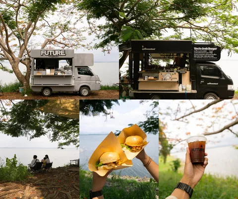 ภาพรีวิว Uncle Jeab Burger × Future Coffee • บางพระ — เบอร์เกอร์และกาแฟจากสองฟู้ดทรัคริมอ่างเก็บน้ำบางพระ