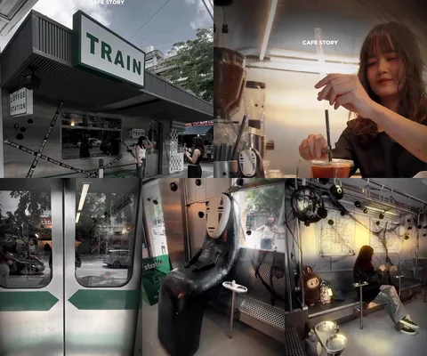 ภาพรีวิว Coffee Station • อุดมสุข 25 — คาเฟ่จำลองบรรยากาศขบวนรถไฟญี่ปุ่น