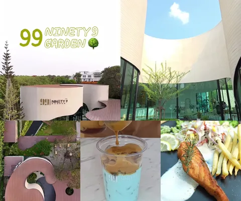 ภาพรีวิว Ninety 9 Garden — คาเฟ่และร้านอาหารในสวน พร้อมอาคารโค้งรูปเลข 9