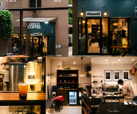 ภาพรีวิว LEECO Coffee • อโศกทาวเวอร์ — คาเฟ่ในอาคารอโศกทาวเวอร์กับแสงไฟโทนอุ่น