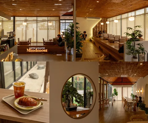 ภาพรีวิว MindMost Coffee • พิษณุโลก — คาเฟ่โทนไม้พร้อมสวนหินบนถนนสนามบิน